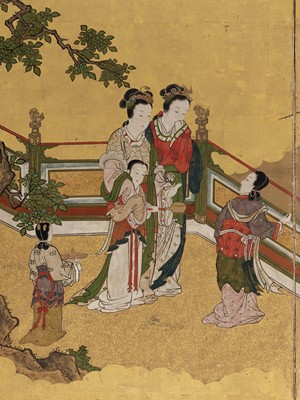 Lot 295 - KANO ISEN’IN NAGANOBU: A TWO-PANEL BYOBU (FOLDING SCREEN)