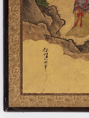 Lot 295 - KANO ISEN’IN NAGANOBU: A TWO-PANEL BYOBU (FOLDING SCREEN)