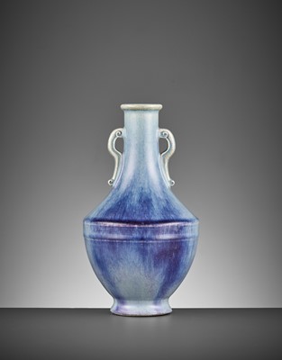 Lot 232 - AN EXTREMELY RARE IMPERIAL FLAMBÉ-GLAZED VASE, QIANLONG MARK AND PERIOD