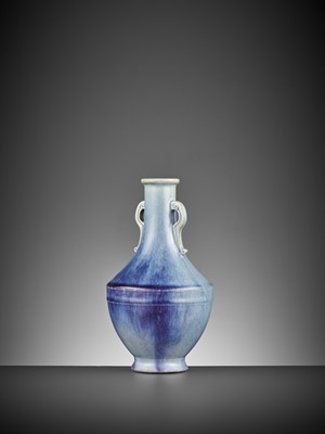 Lot 232 - AN EXTREMELY RARE IMPERIAL FLAMBÉ-GLAZED VASE, QIANLONG MARK AND PERIOD