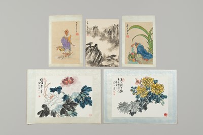 Lot 1044 - A GROUP OF THREE PAINTINGS AND TWO PRINTS