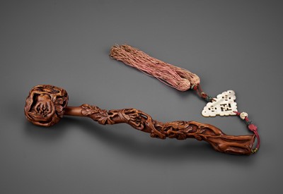 Lot 442 - A CARVED BOXWOOD ‘BUDDHA’S HAND’ RUYI SCEPTER, QING DYNASTY
