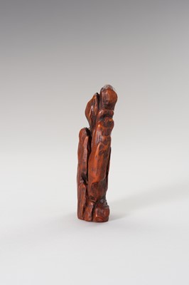 Lot 971 - A CARVED WOOD FIGURE OF A MOUNTAIN