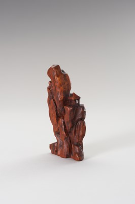 Lot 971 - A CARVED WOOD FIGURE OF A MOUNTAIN