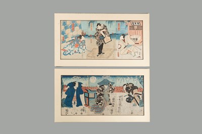Lot 581 - TWO TRIPTYCH COLOR WOODBLOCK PRINTS