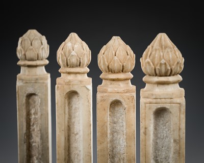 Lot 268 - A GROUP OF FOUR MARBLE BALUSTRADE COLUMNS, INDIA, 17TH-18TH CENTURY