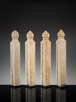 Lot 268 - A GROUP OF FOUR MARBLE BALUSTRADE COLUMNS, INDIA, 17TH-18TH CENTURY