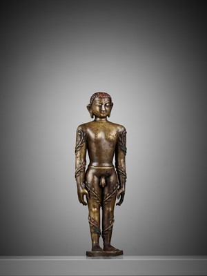 Lot 208 - A BRONZE FIGURE OF THE JAIN HERO BAHUBALI