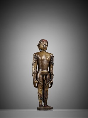 Lot 208 - A BRONZE FIGURE OF THE JAIN HERO BAHUBALI