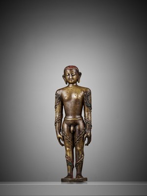 Lot 208 - A BRONZE FIGURE OF THE JAIN HERO BAHUBALI