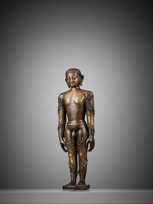 Lot 208 - A BRONZE FIGURE OF THE JAIN HERO BAHUBALI