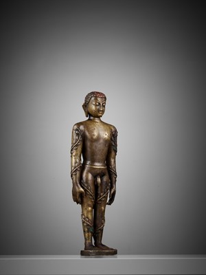 Lot 208 - A BRONZE FIGURE OF THE JAIN HERO BAHUBALI