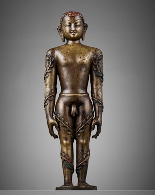 Lot 208 - A BRONZE FIGURE OF THE JAIN HERO BAHUBALI