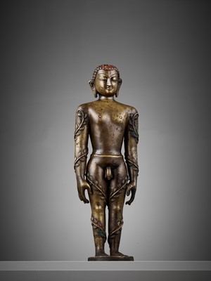 Lot 208 - A BRONZE FIGURE OF THE JAIN HERO BAHUBALI