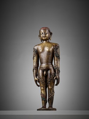 Lot 208 - A BRONZE FIGURE OF THE JAIN HERO BAHUBALI