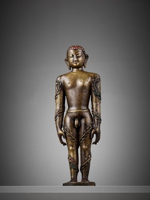 Lot 208 - A BRONZE FIGURE OF THE JAIN HERO BAHUBALI