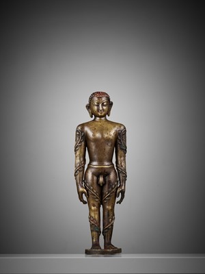 Lot 208 - A BRONZE FIGURE OF THE JAIN HERO BAHUBALI