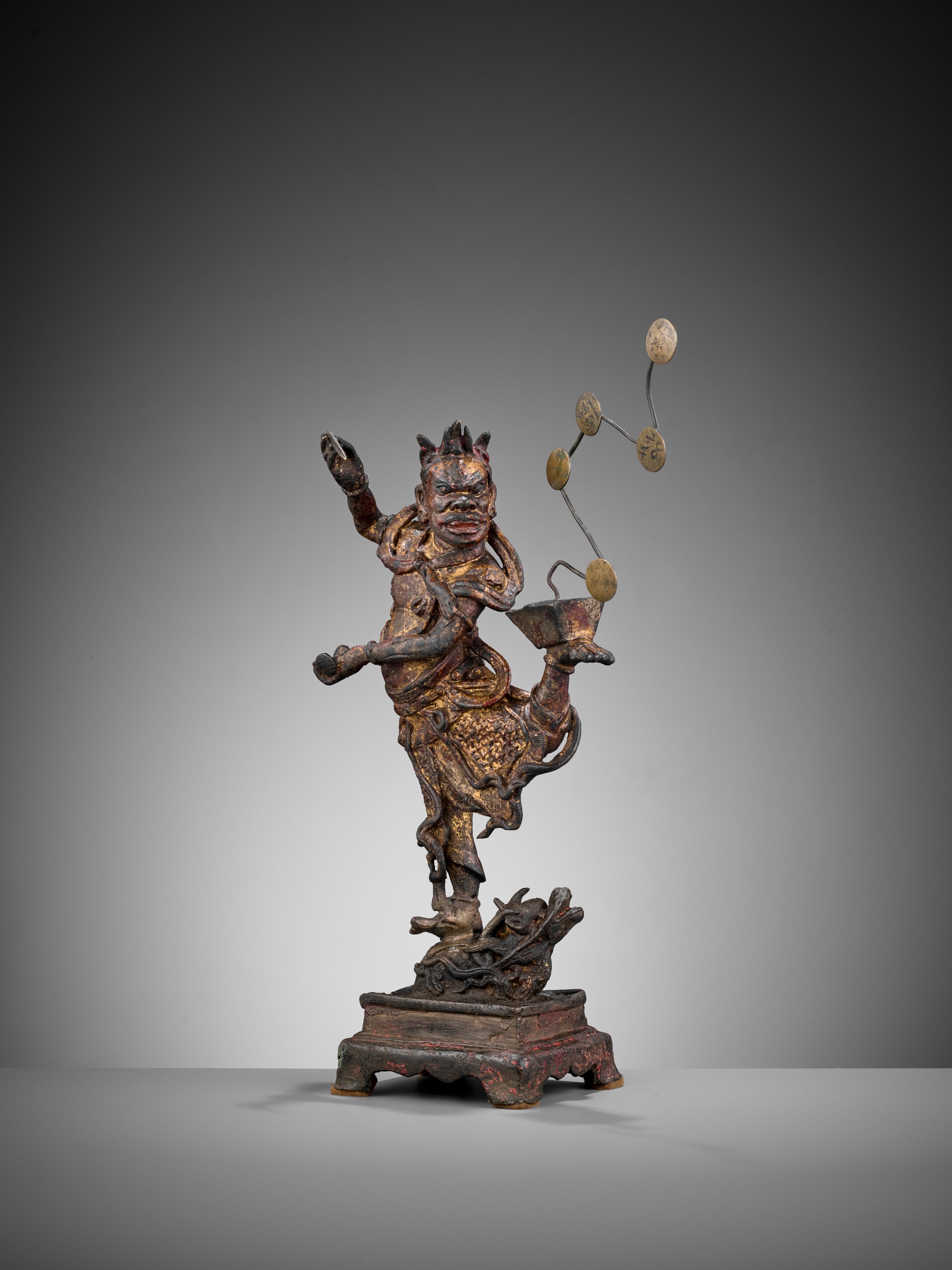 A GILT-LACQUERED BRONZE FIGURE OF KUI XING, SONG 