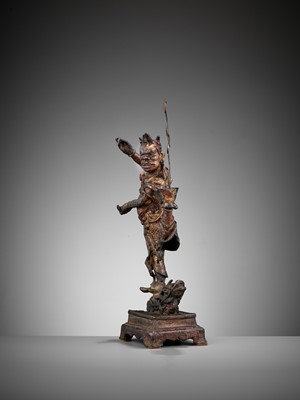 Lot 368 - A GILT-LACQUERED BRONZE FIGURE OF KUI XING, SONG DYNASTY