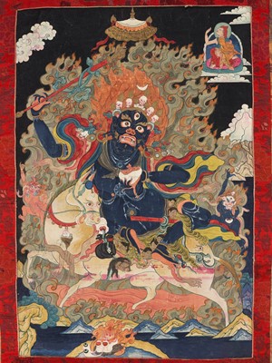 Lot 482 - A THANGKA OF PALDEN LHAMO, 19TH CENTURY