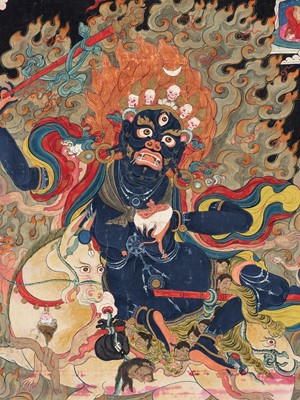 Lot 482 - A THANGKA OF PALDEN LHAMO, 19TH CENTURY