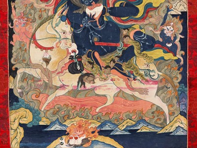 Lot 482 - A THANGKA OF PALDEN LHAMO, 19TH CENTURY