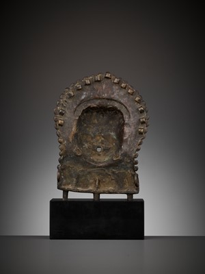 Lot 418 - A GILT BRONZE MASK OF BHAIRAVA, 16TH-17TH CENTURY