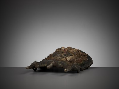 Lot 418 - A GILT BRONZE MASK OF BHAIRAVA, 16TH-17TH CENTURY