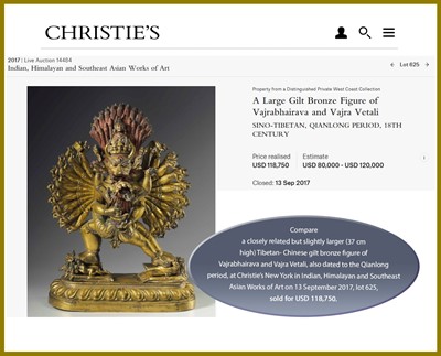 Lot 414 - A GILT BRONZE FIGURE OF VAJRABHAIRAVA AND VAJRA VETALI, QIANLONG