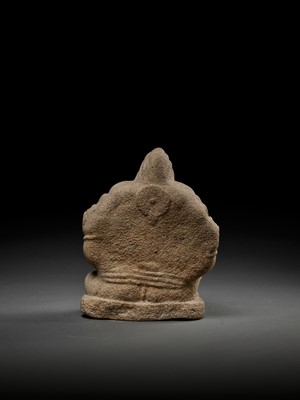 Lot 593 - AN IMPORTANT AND EARLY GRANITE FIGURE OF GANESHA, LATE CHOLA DYNASTY