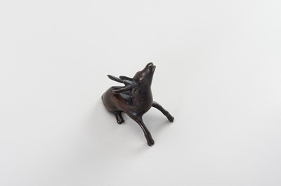 Lot 25 - A CHINESE BRONZE FIGURE OF A STAG