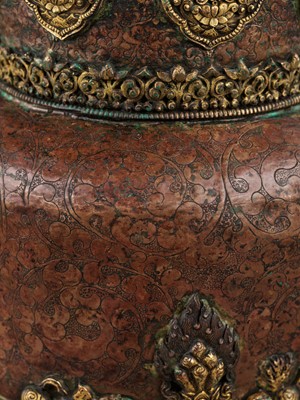 Lot 422 - A PARCEL-GILT AND INLAID COPPER VAJRACHARYA CROWN, 18TH-19TH CENTURY