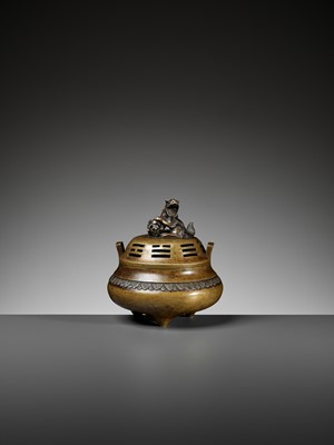 Lot 23 - A ‘BAGUA’ BRONZE CENSER AND COVER, QING DYNASTY