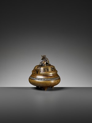 Lot 23 - A ‘BAGUA’ BRONZE CENSER AND COVER, QING DYNASTY