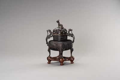 Lot 21 - AN ARCHAISTIC BRONZE CENSER WITH QILINS