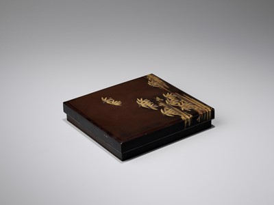 Lot 391 - A LACQUER SUZURIBAKO DEPICTING BAMBOO