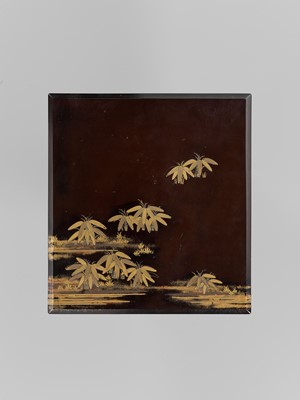 Lot 391 - A LACQUER SUZURIBAKO DEPICTING BAMBOO