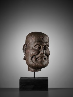 Lot 27 - A LARGE DRY-LACQUERED WOOD HEAD OF A LUOHAN, SOUTHERN SONG DYNASTY