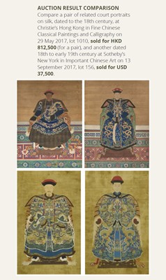 Lot 530 - THE PORTRAIT OF A THIRD-RANK OFFICIAL FROM THE KANGXI COURT, IMPERIAL SCHOOL, ON SILK, WITH AN EDICT DATED 1697