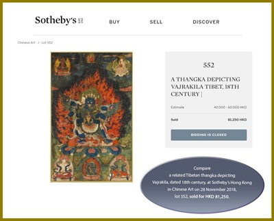 Lot 494 - A THANGKA DEPICTING VAJRAKILA, 18TH-19TH CENTURY