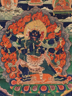 Lot 494 - A THANGKA DEPICTING VAJRAKILA, 18TH-19TH CENTURY