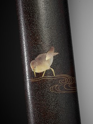 Lot 342 - TOSUI: A SUPERB INLAID LACQUER KISERUZUTSU WITH A WAGTAIL