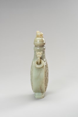Lot 291 - A LARGE CELADON JADE ‘DRAGON’ VASE AND COVER