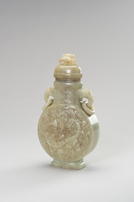 Lot 291 - A LARGE CELADON JADE ‘DRAGON’ VASE AND COVER