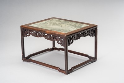 Lot 339 - A WOOD AND MARBLE DISPLAY STAND, QING