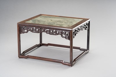 Lot 339 - A WOOD AND MARBLE DISPLAY STAND, QING