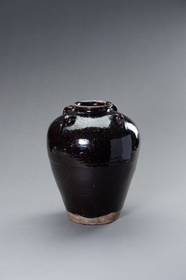 Lot 698 - A LARGE AUBERGINE GLAZED MARTABAN STORAGE JAR