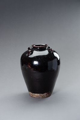 Lot 698 - A LARGE AUBERGINE GLAZED MARTABAN STORAGE JAR