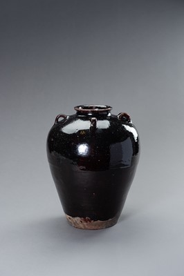 Lot 698 - A LARGE AUBERGINE GLAZED MARTABAN STORAGE JAR