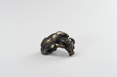 Lot 29 - A FIGURAL BRONZE PAPERWEIGHT IN THE SHAPE OF A WATER BUFFALO AND HERDER